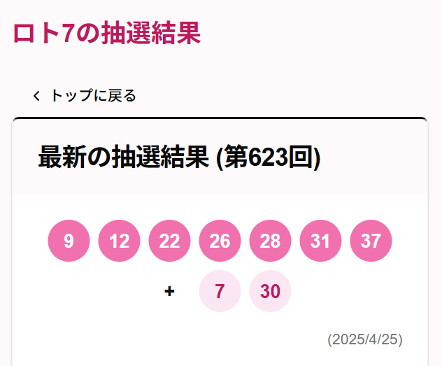 最新の抽選結果の確認